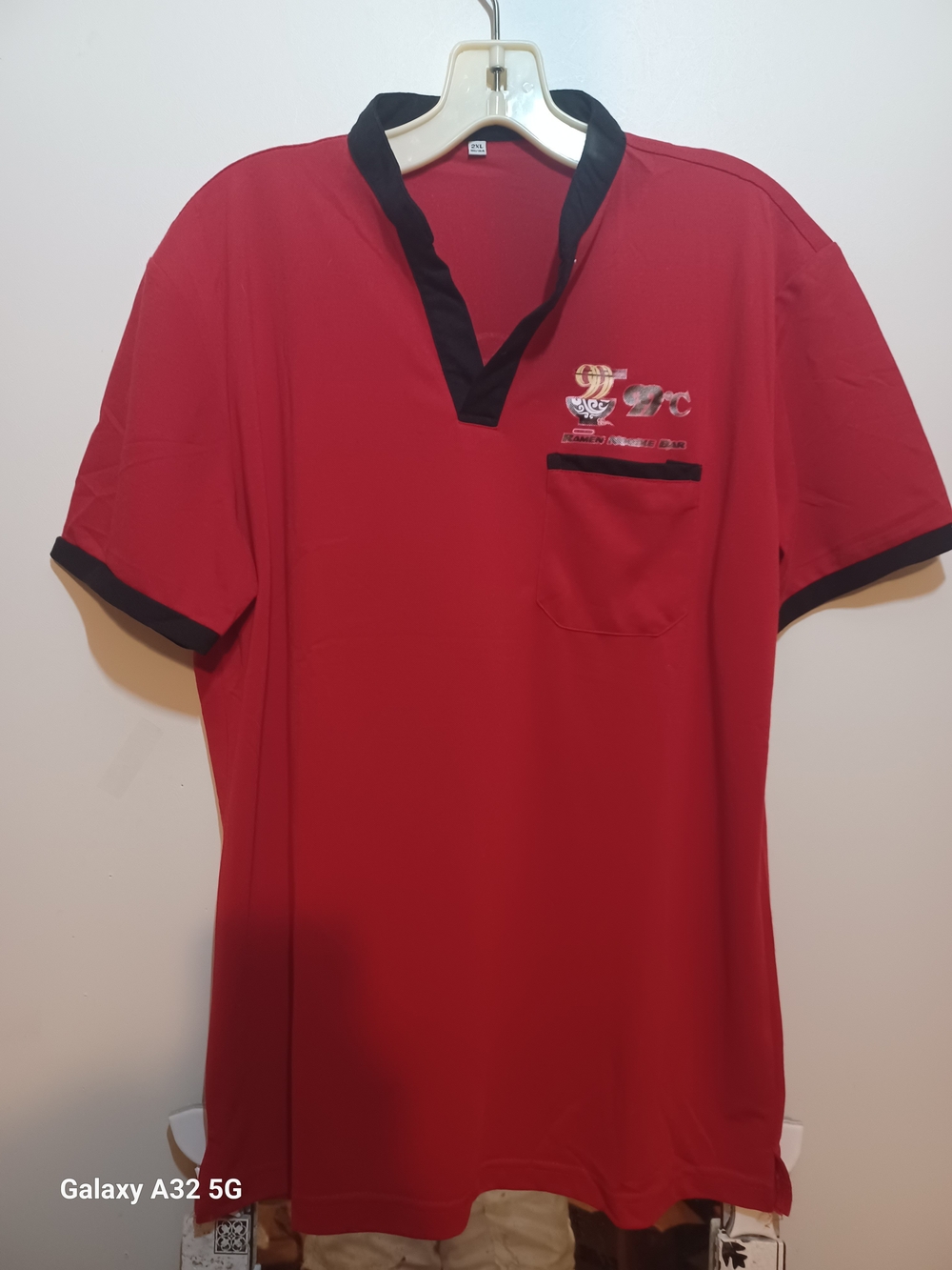K-Way Red Short-Sleeve Polo with Black Trim